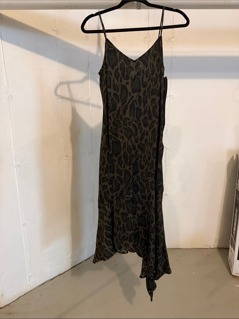 Steve Madden Olive Green Slip Dress with Animal Print